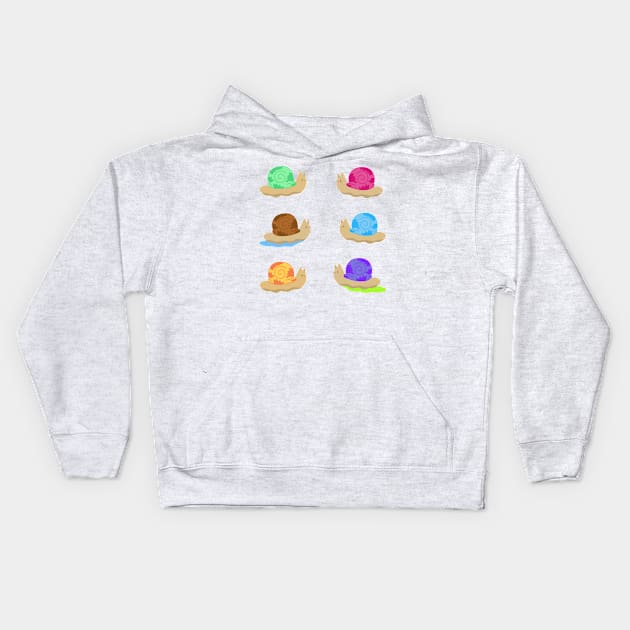 Colorful Kawaii Snails Kids Hoodie by Sofia Sava